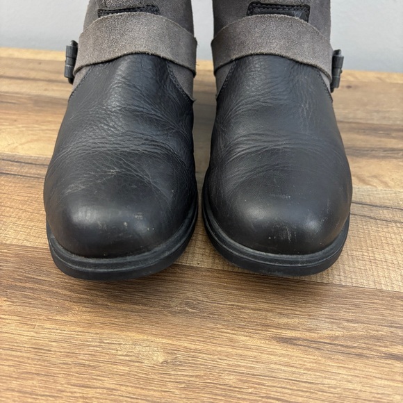 Sorel Major Moto Leather Mid Calf Biker Boots Gray Suede Black Leather Women’s - Picture 3 of 12